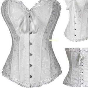 Corset + G string Plus size 6XL Satiny White Top SEXY HOT!! NWOT!